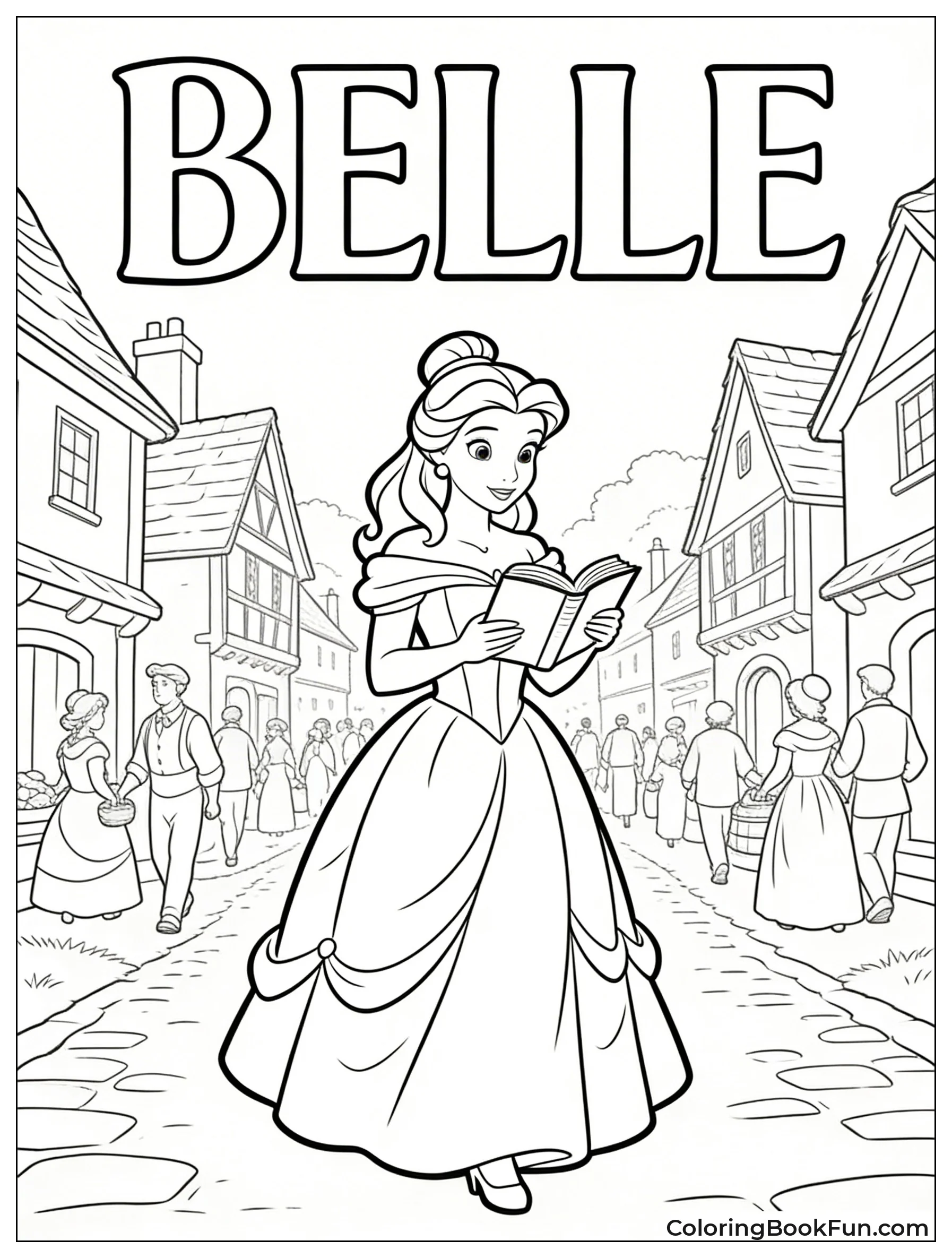 Belle Strolls Village Reading Book