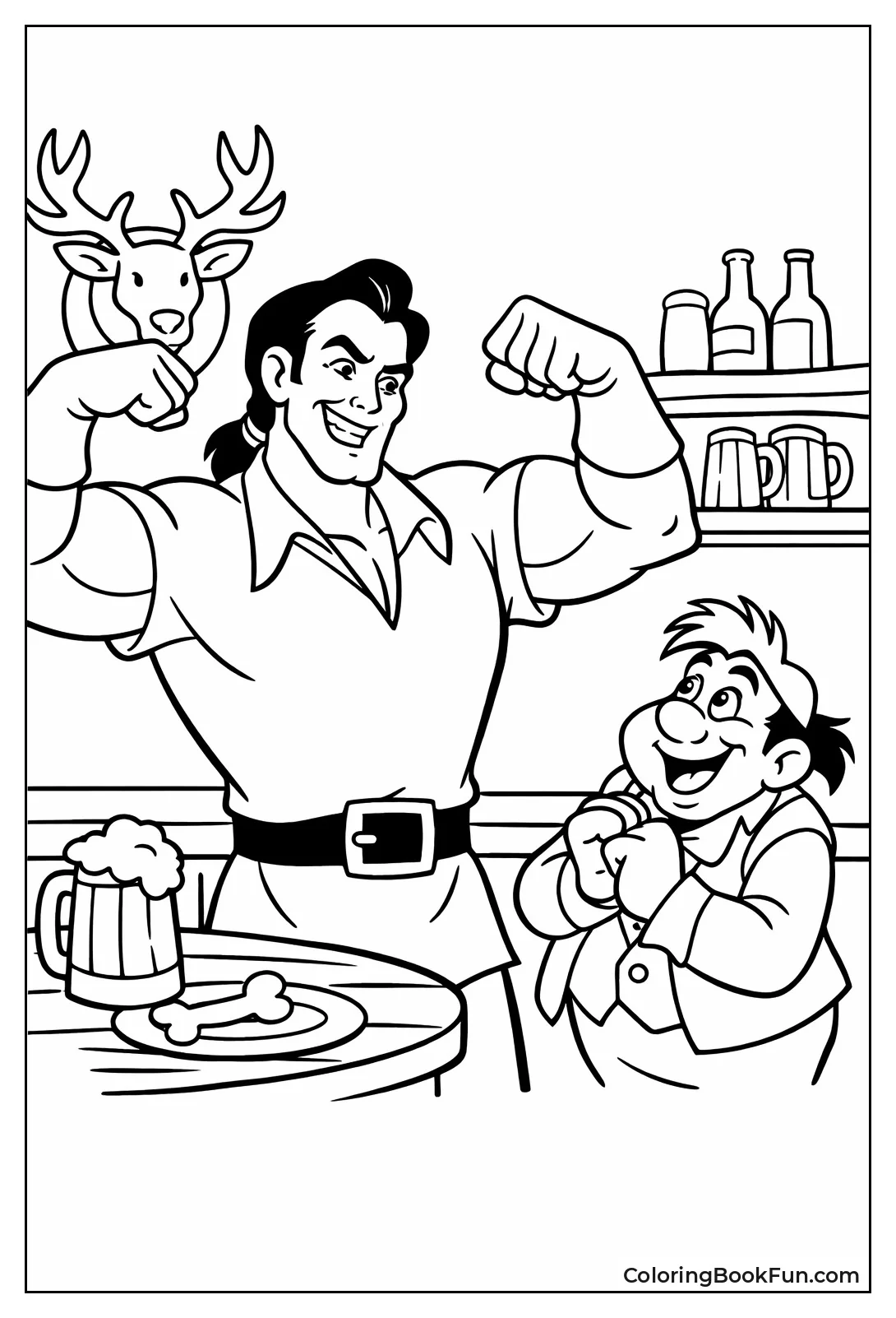 Gaston Flexes Tavern with LeFou