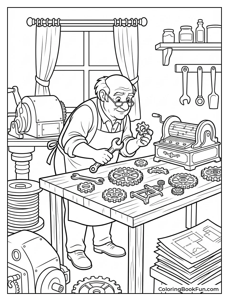 Maurice Tinkers with Inventions