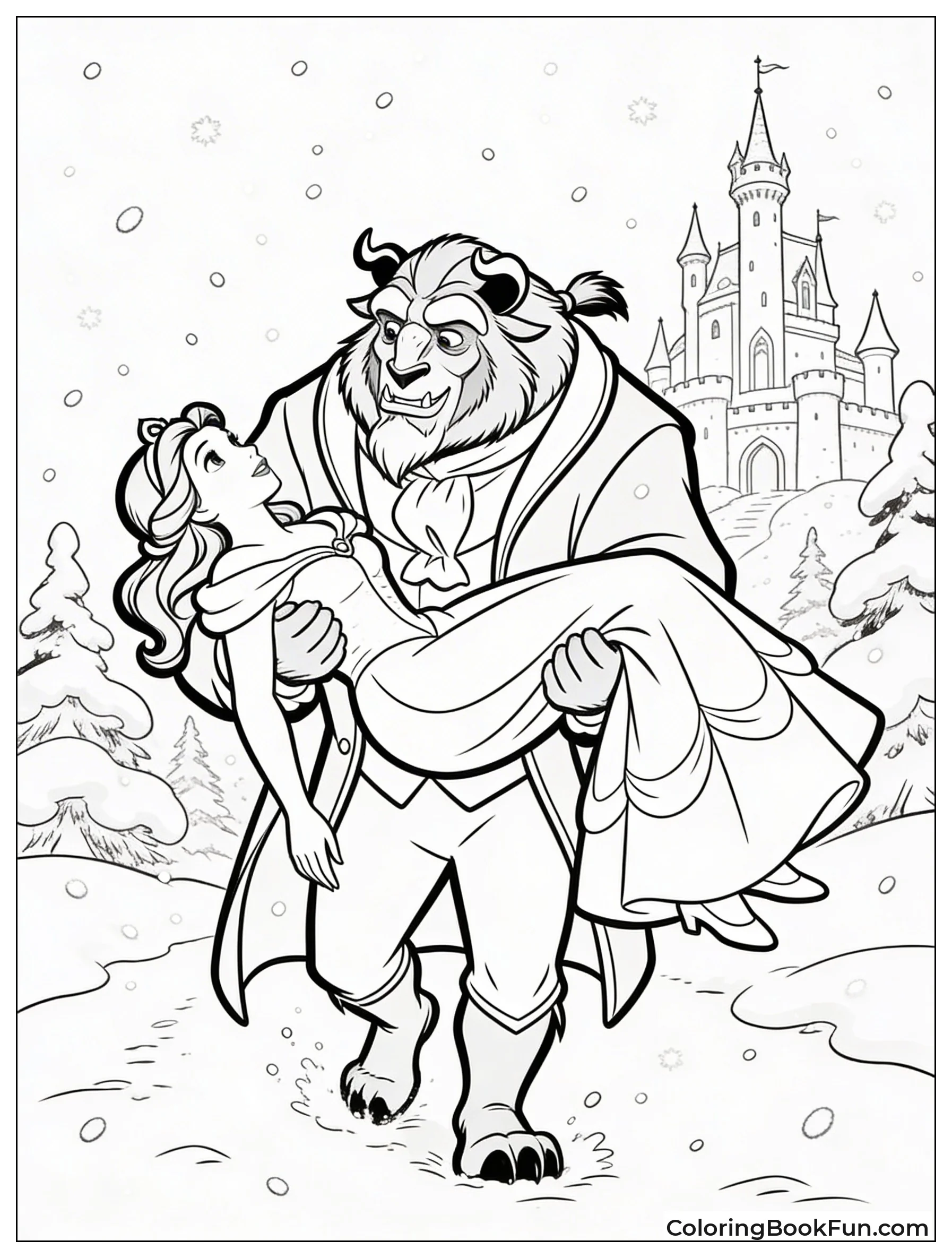 Beast Carries Belle Snowy Rescue