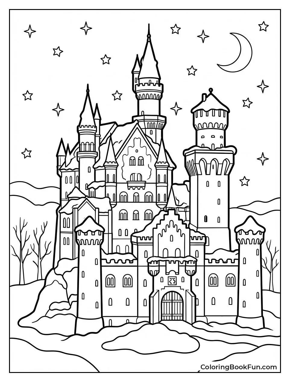 Snowy Castle under Stars