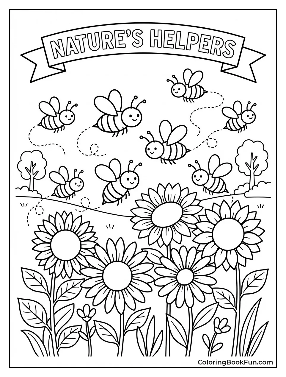 Bees Pollinate Wild Flowers