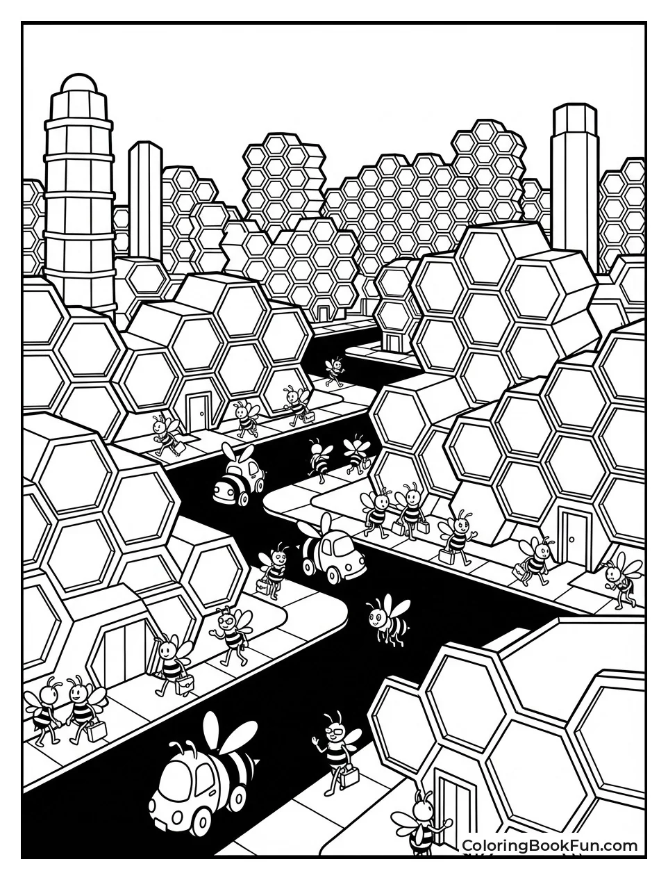 Busy Hive City Street