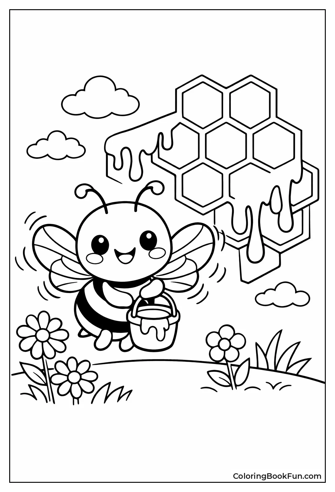 Bee near Dripping Honey