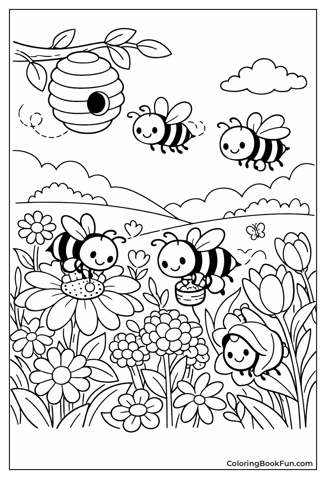 Bees in Spring Meadow