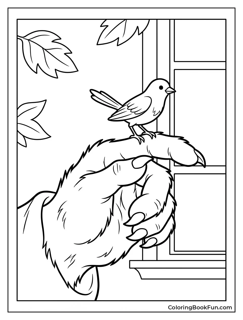 Beast Holds Tiny Bird