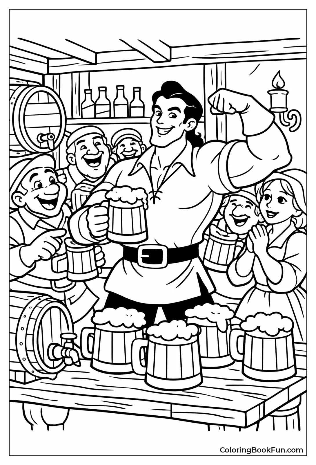 Gaston Boasts to Villagers