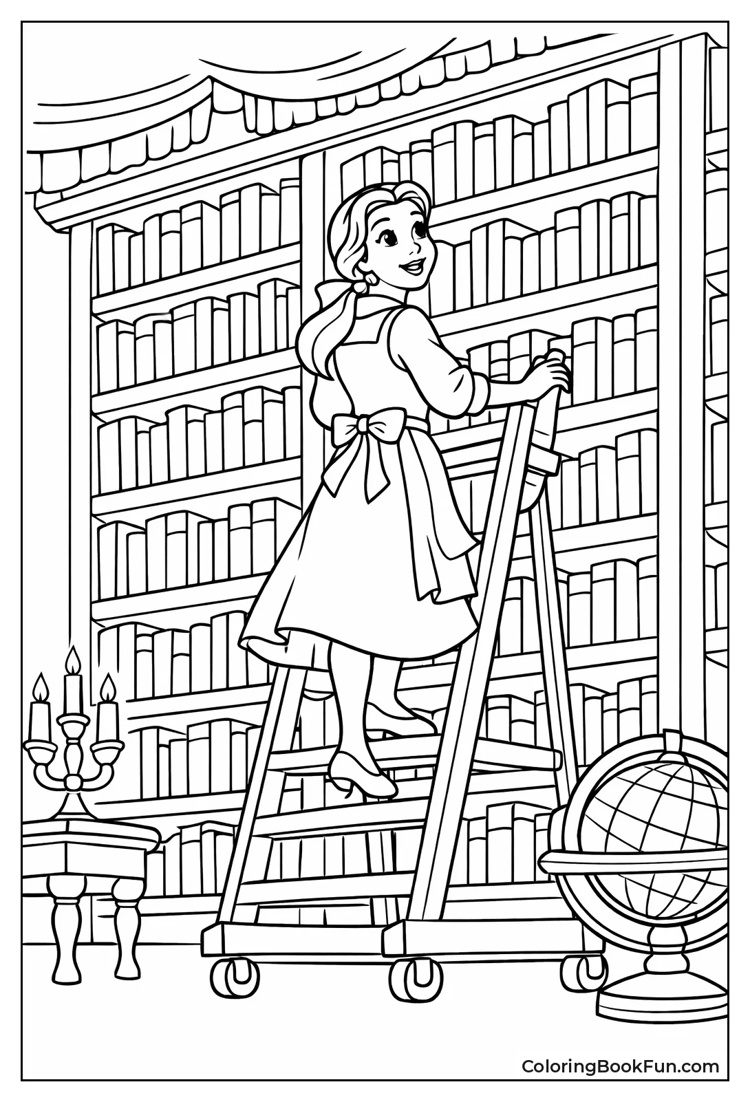 Belle Gazes at Bookshelves