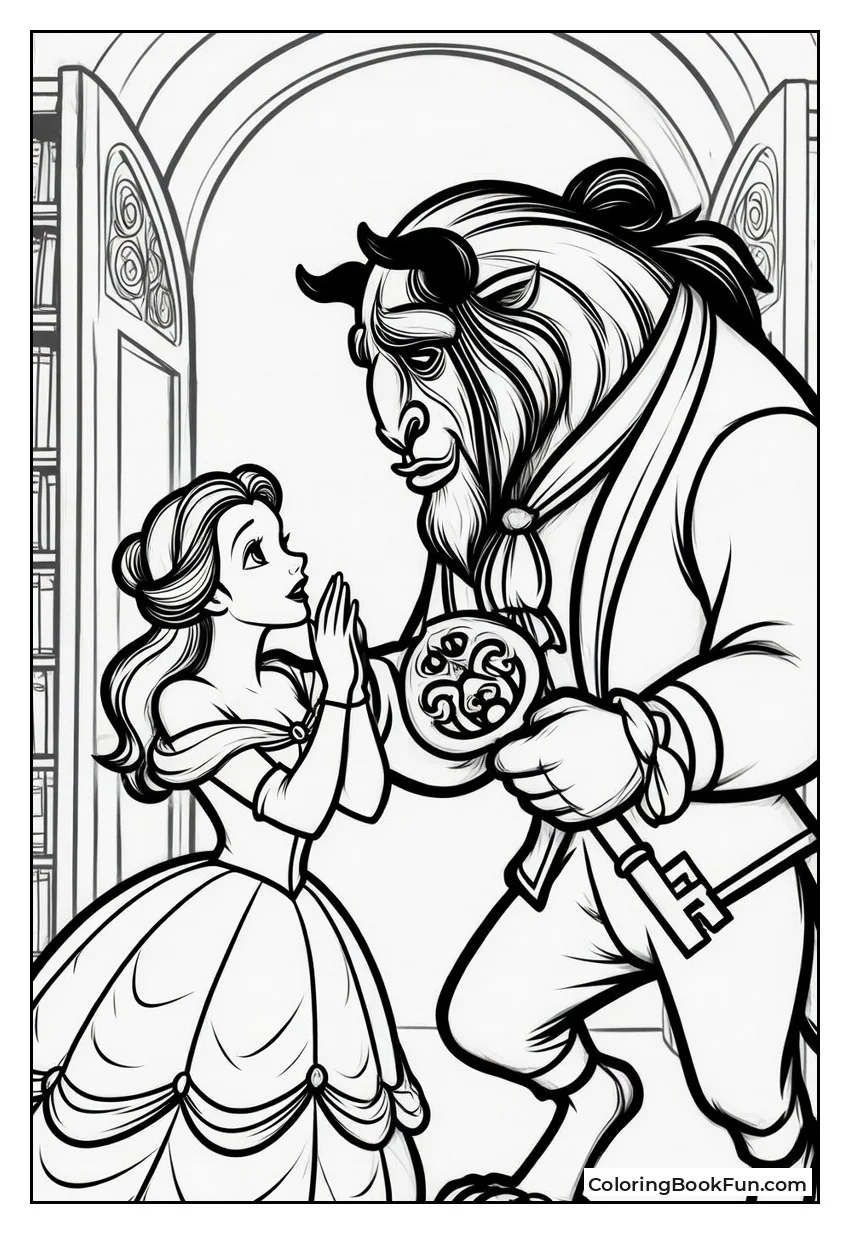 Beast Gives Belle the Library Key