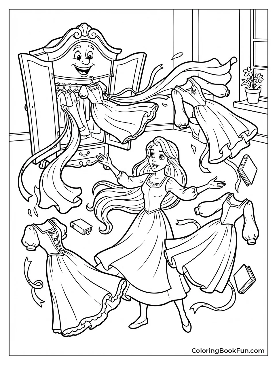 Wardrobe Opens with Dresses