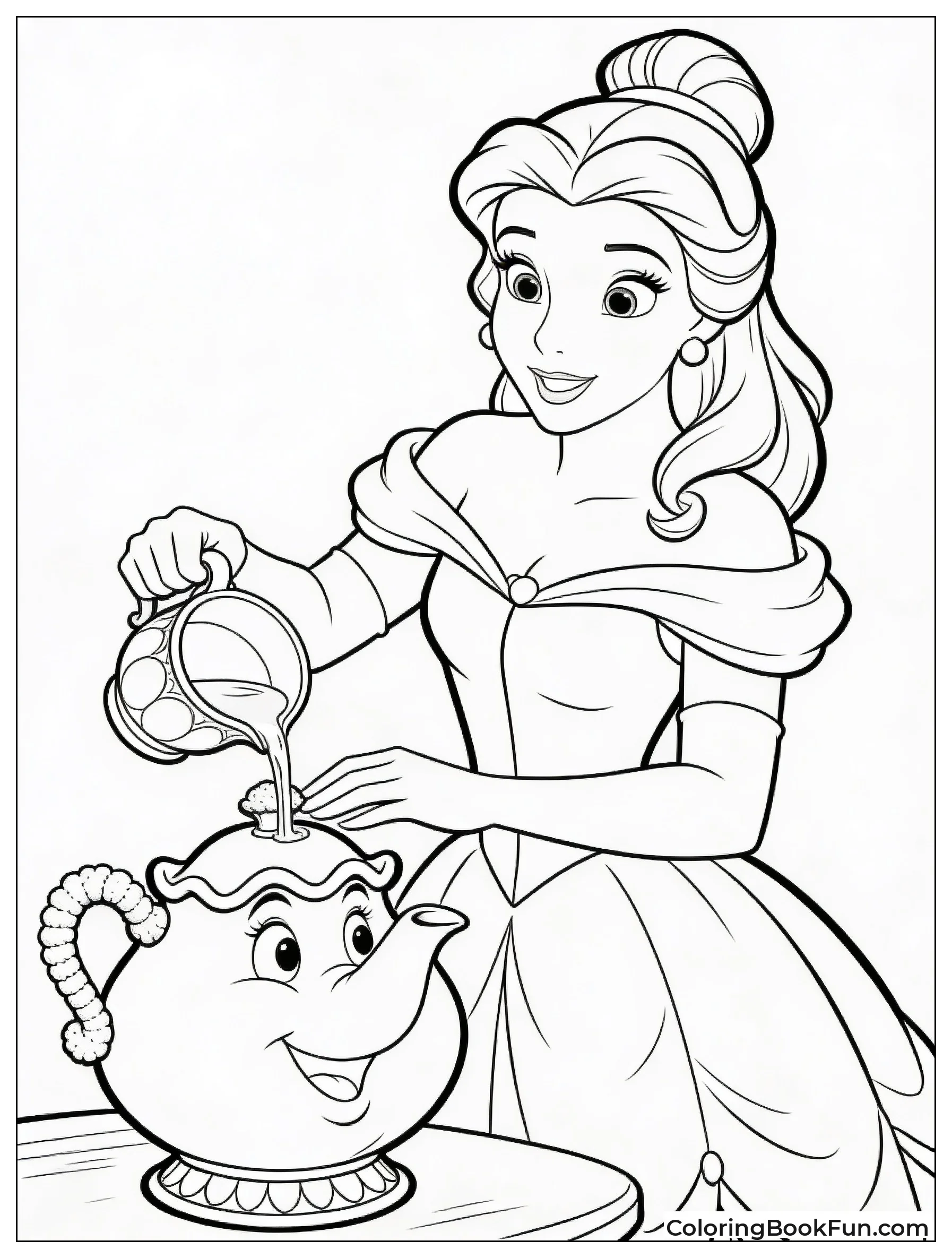 Mrs Potts Pours Tea from Her Pot