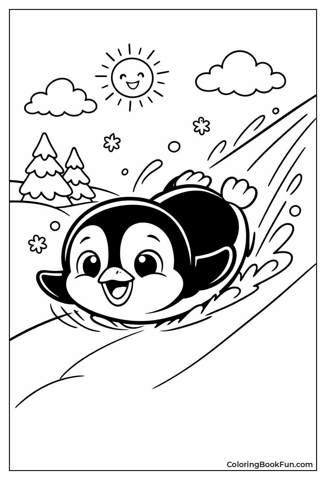 Penguin Sliding Down Hill