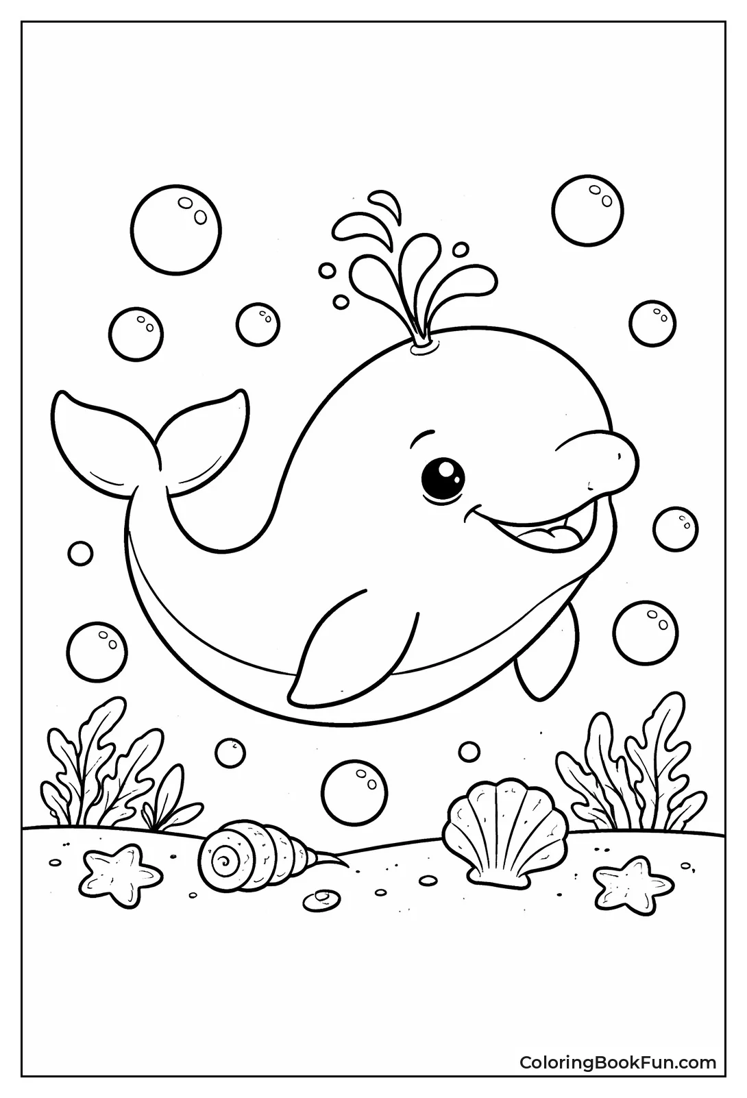 Smiling Beluga with Bubbles