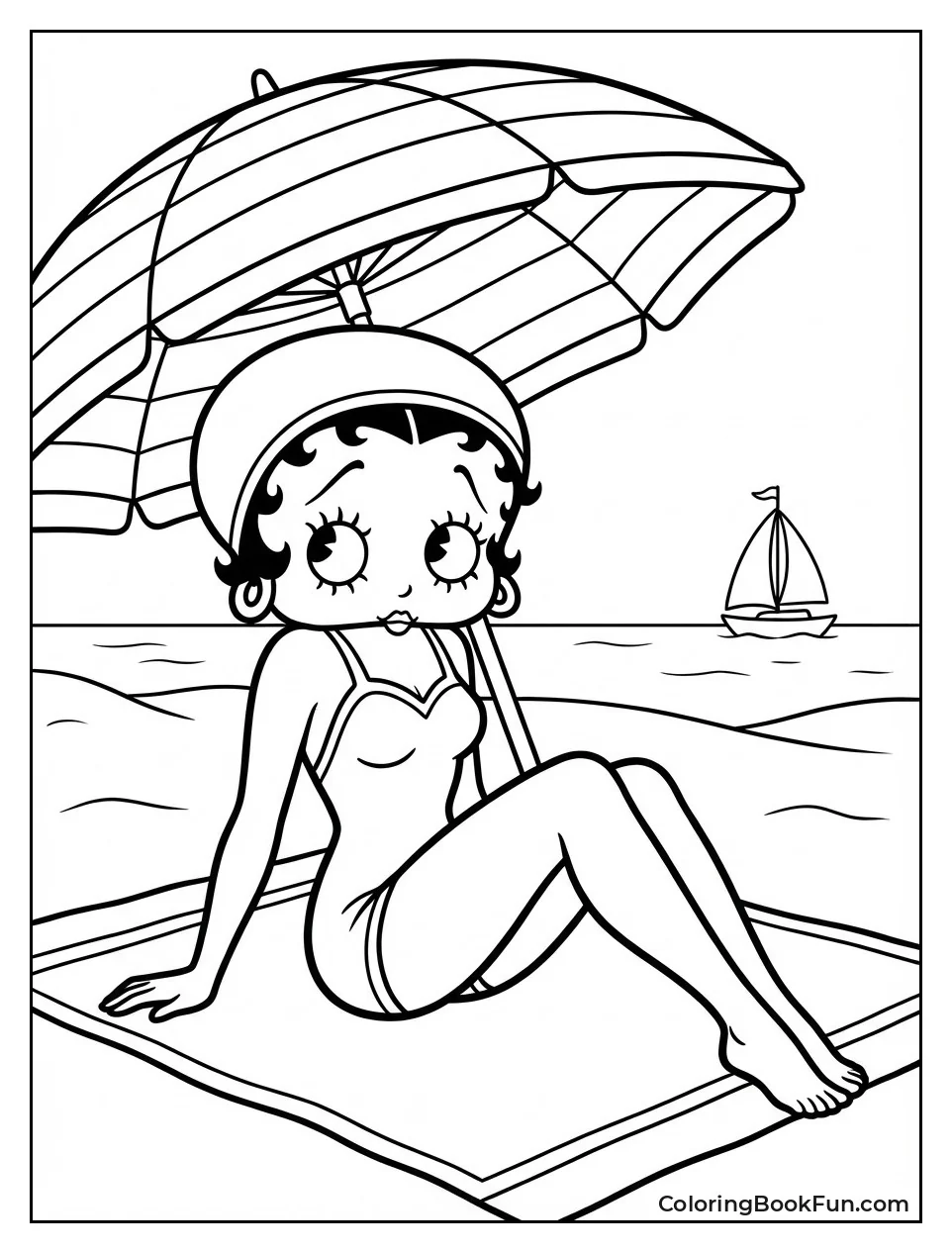 Betty Relaxes under Beach Umbrella