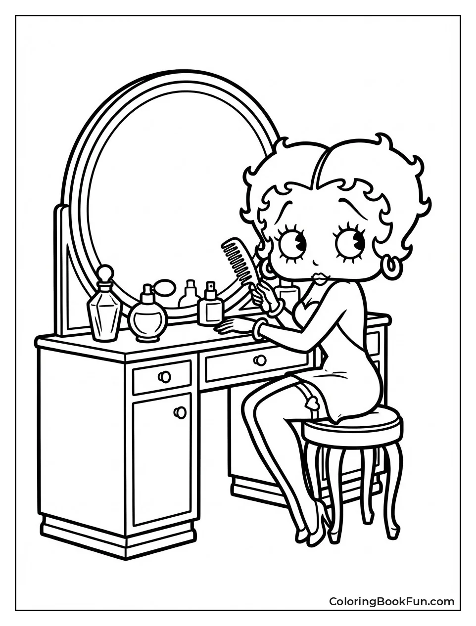 Betty Fixes Hair at Vanity