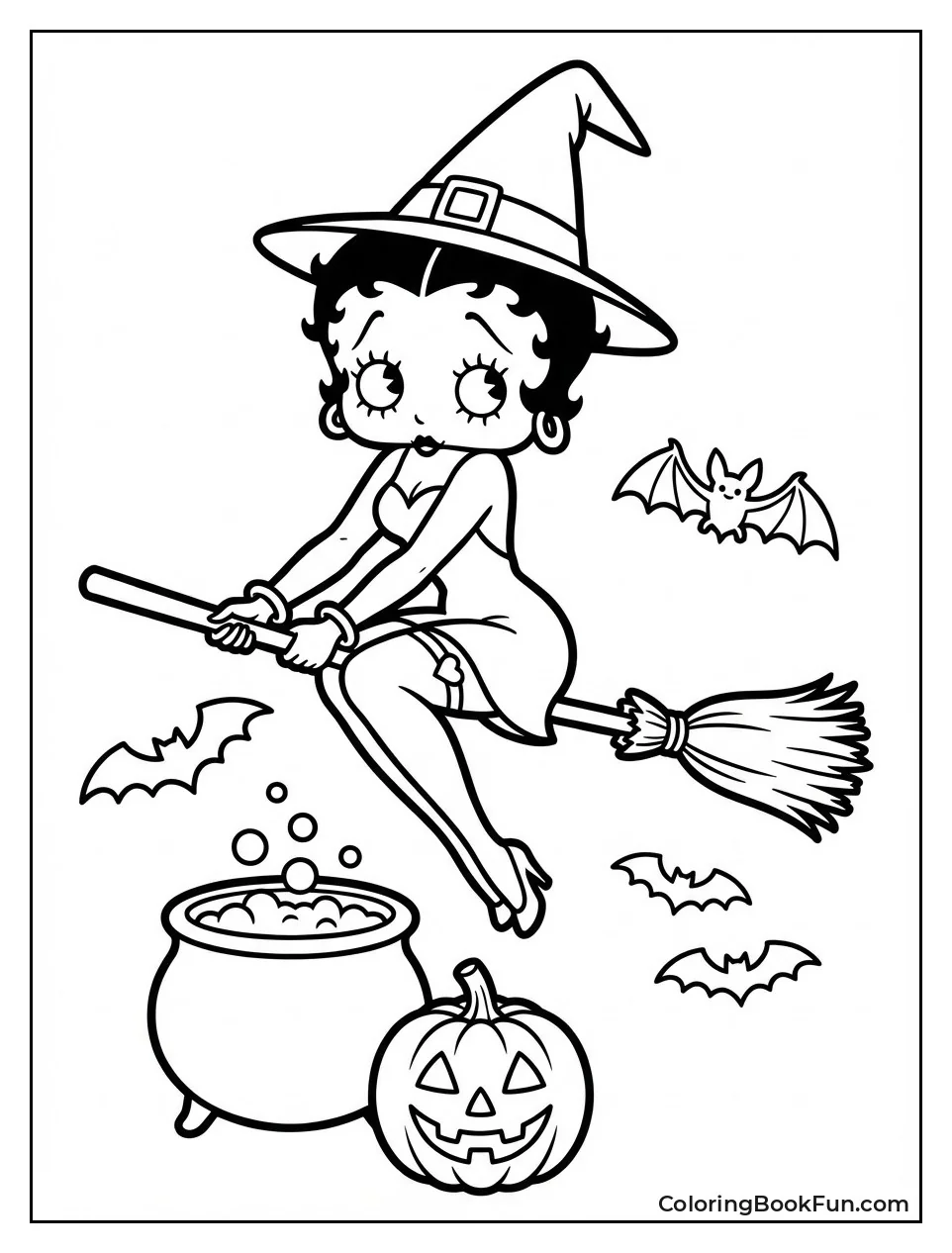 Betty Flies on Witch Broomstick