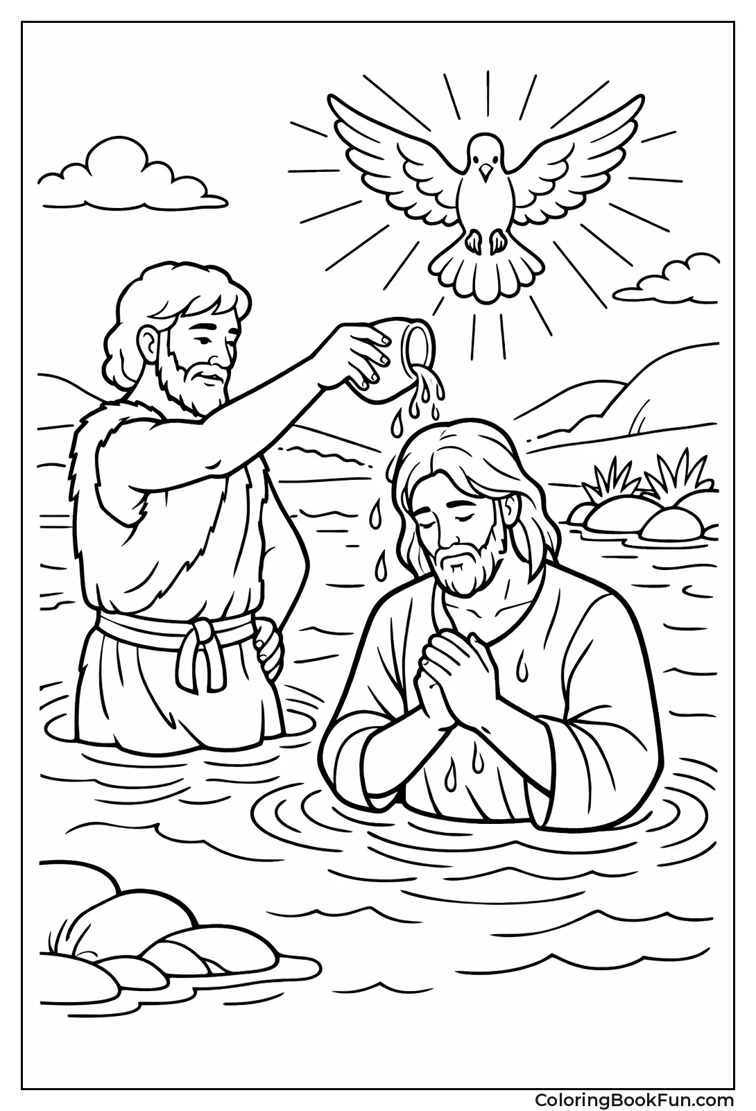 John Baptizes Jesus in River