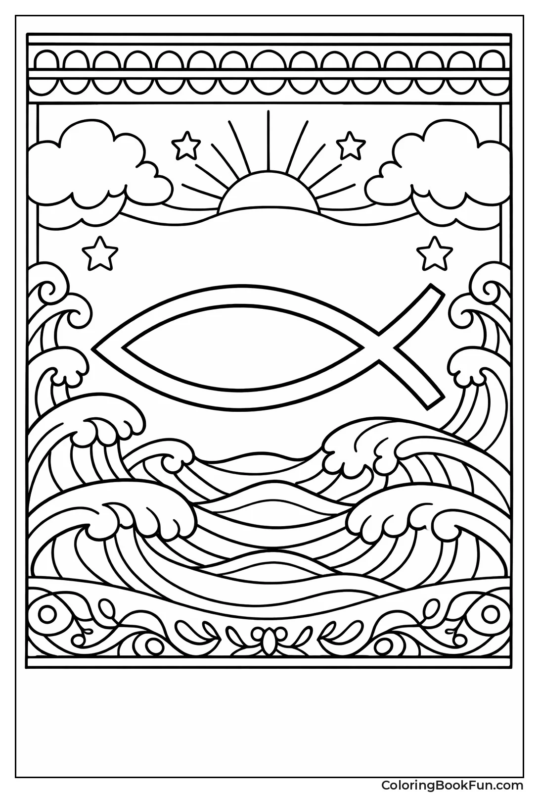 Fish Symbol in Waves