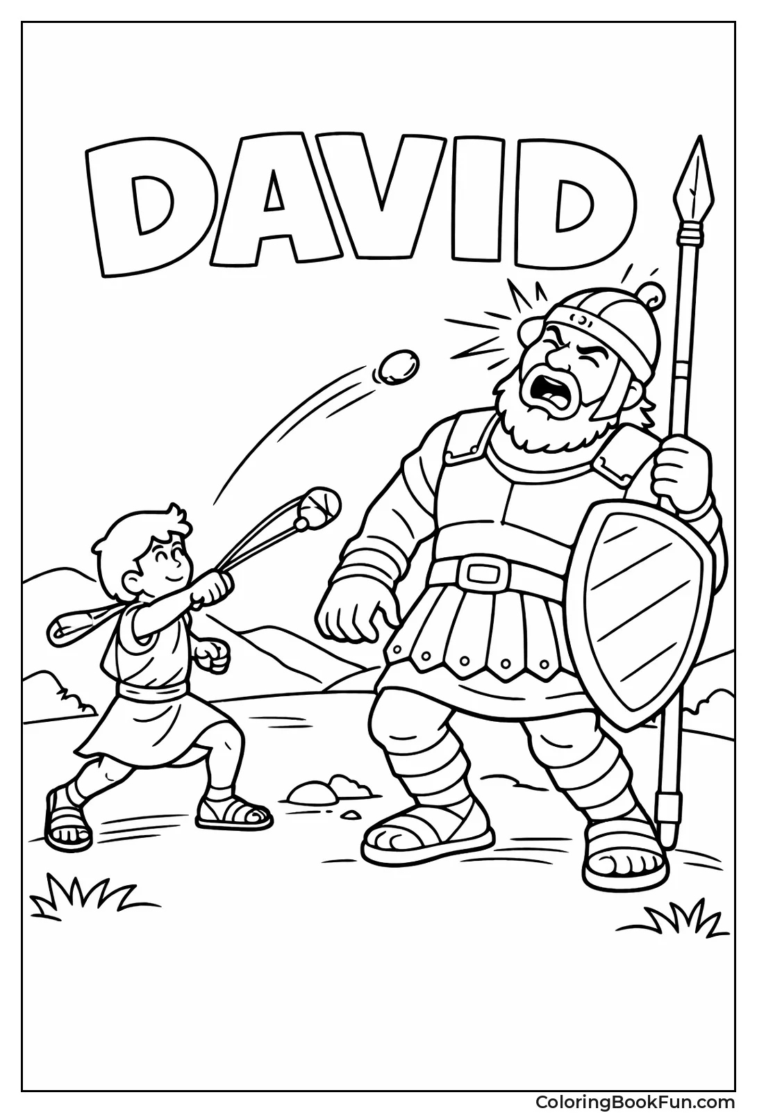 David Slings Stone at Goliath