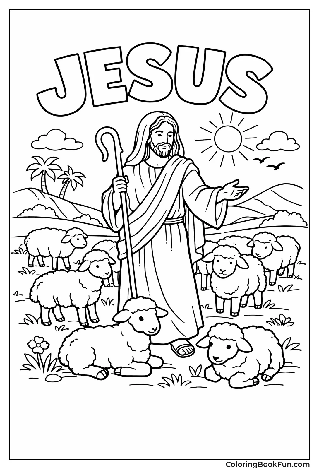 Jesus Leads Sheep as Shepherd