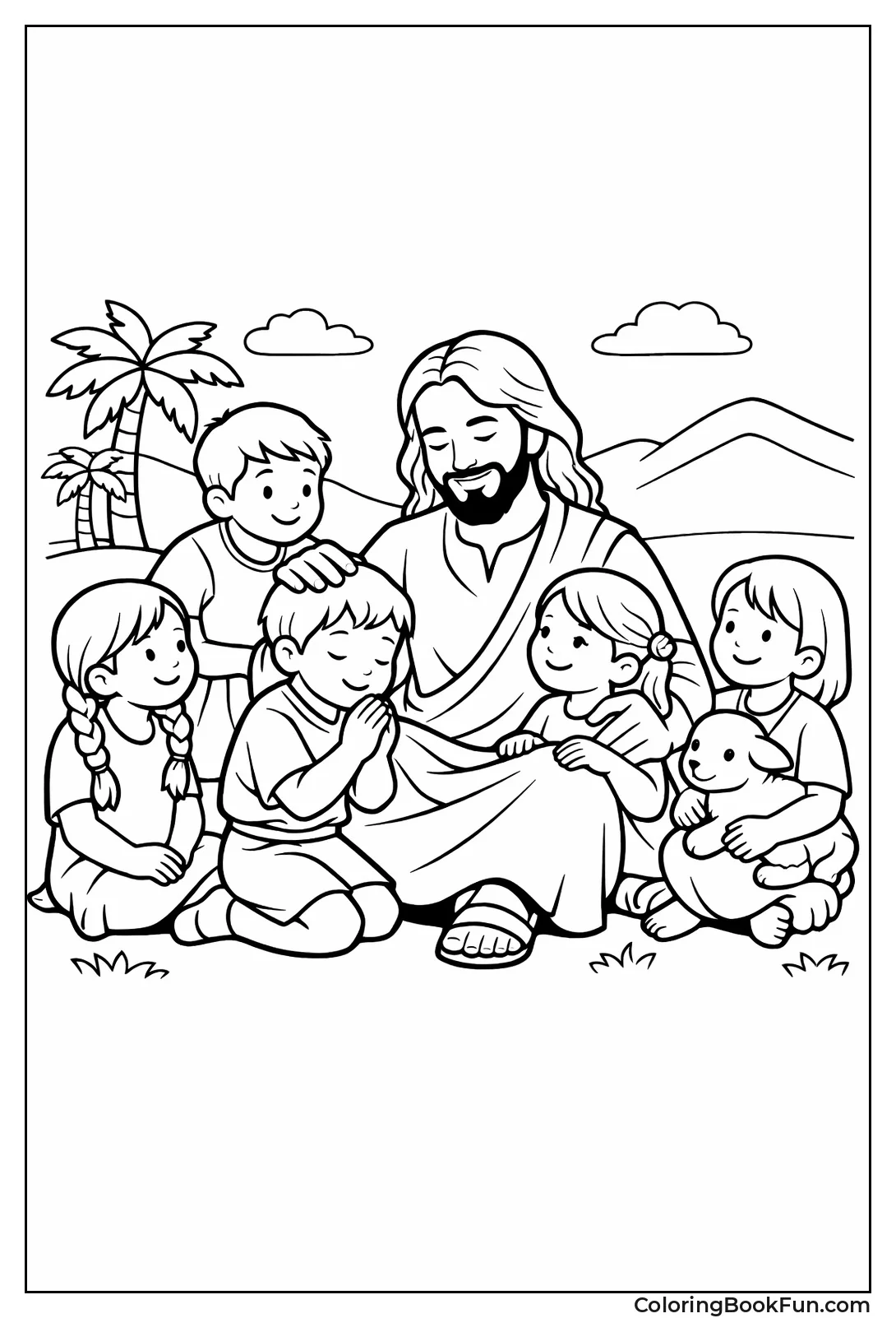 Jesus Blesses Happy Children