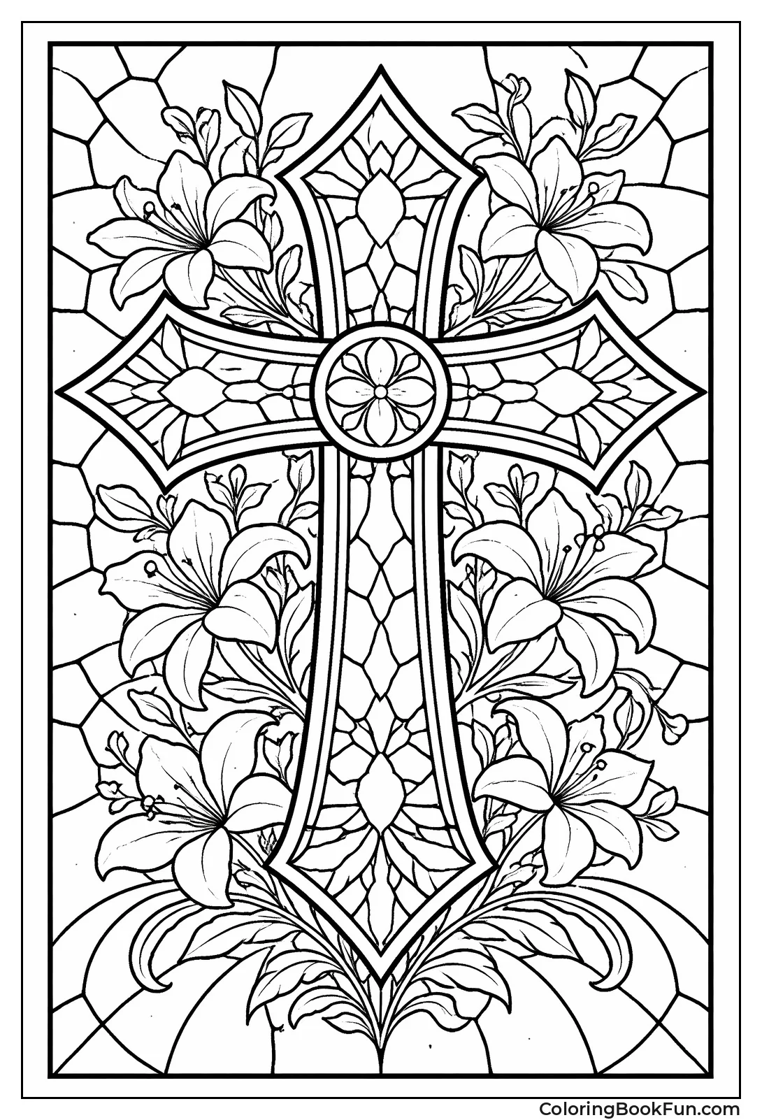 Stained Glass Floral Cross
