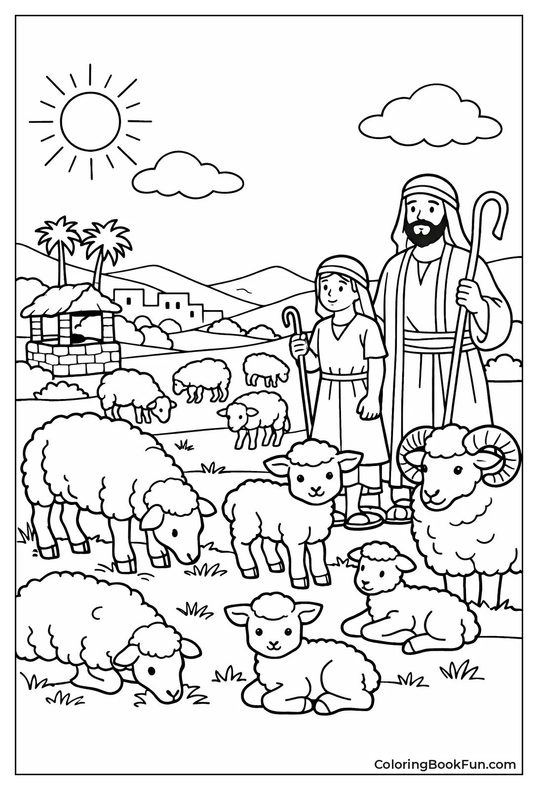 Biblical Sheep with Shepherds