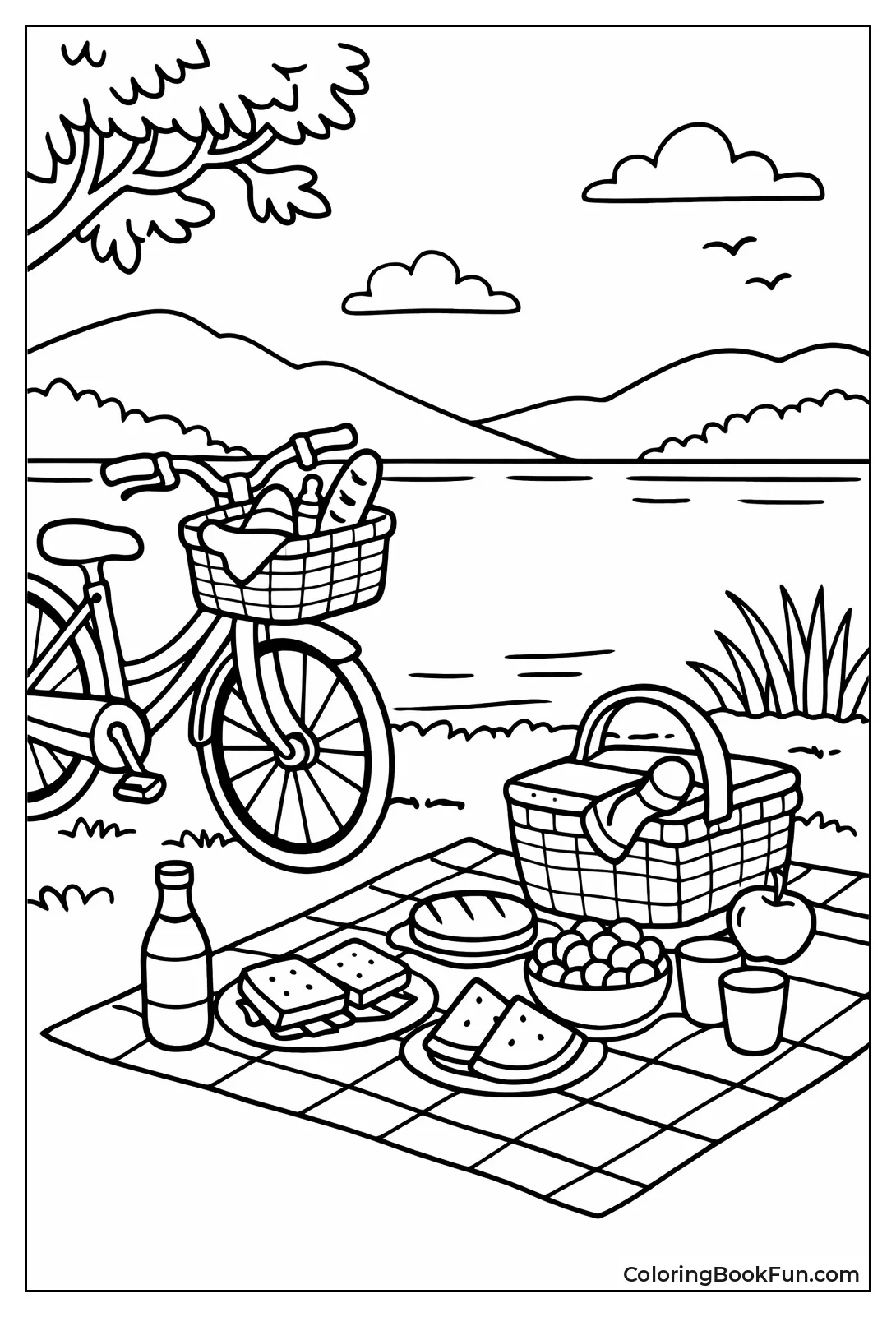 Bicycle Carries Picnic Basket