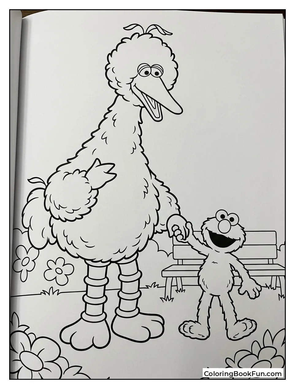 Big Bird Holds Elmo's Hand