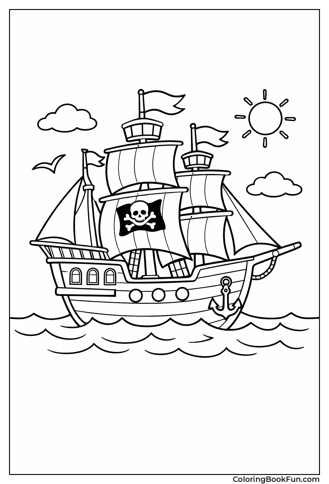 Big Sailboat Floating Gently