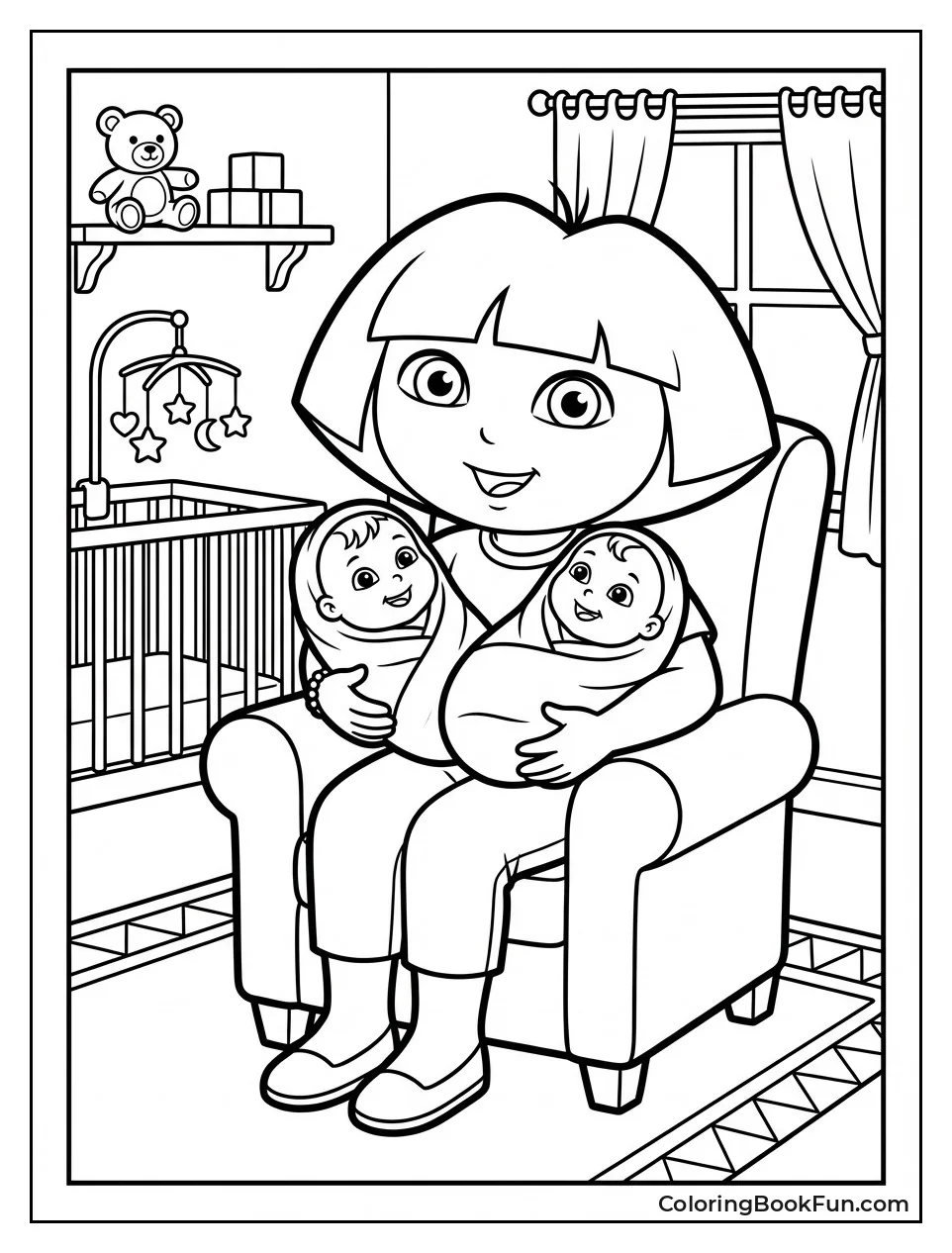 Dora Holds Baby Twins