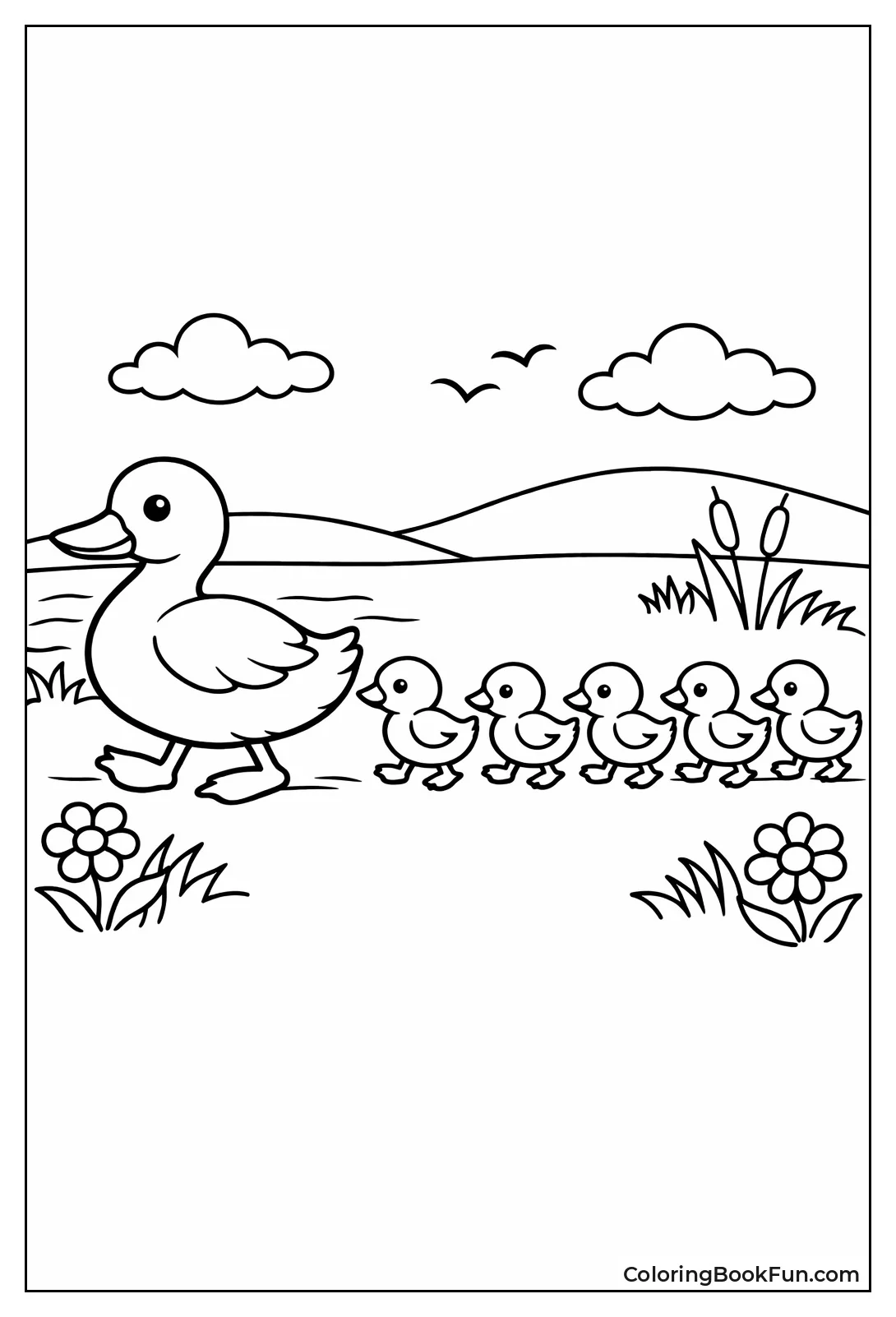 Ducklings Parade after Mom