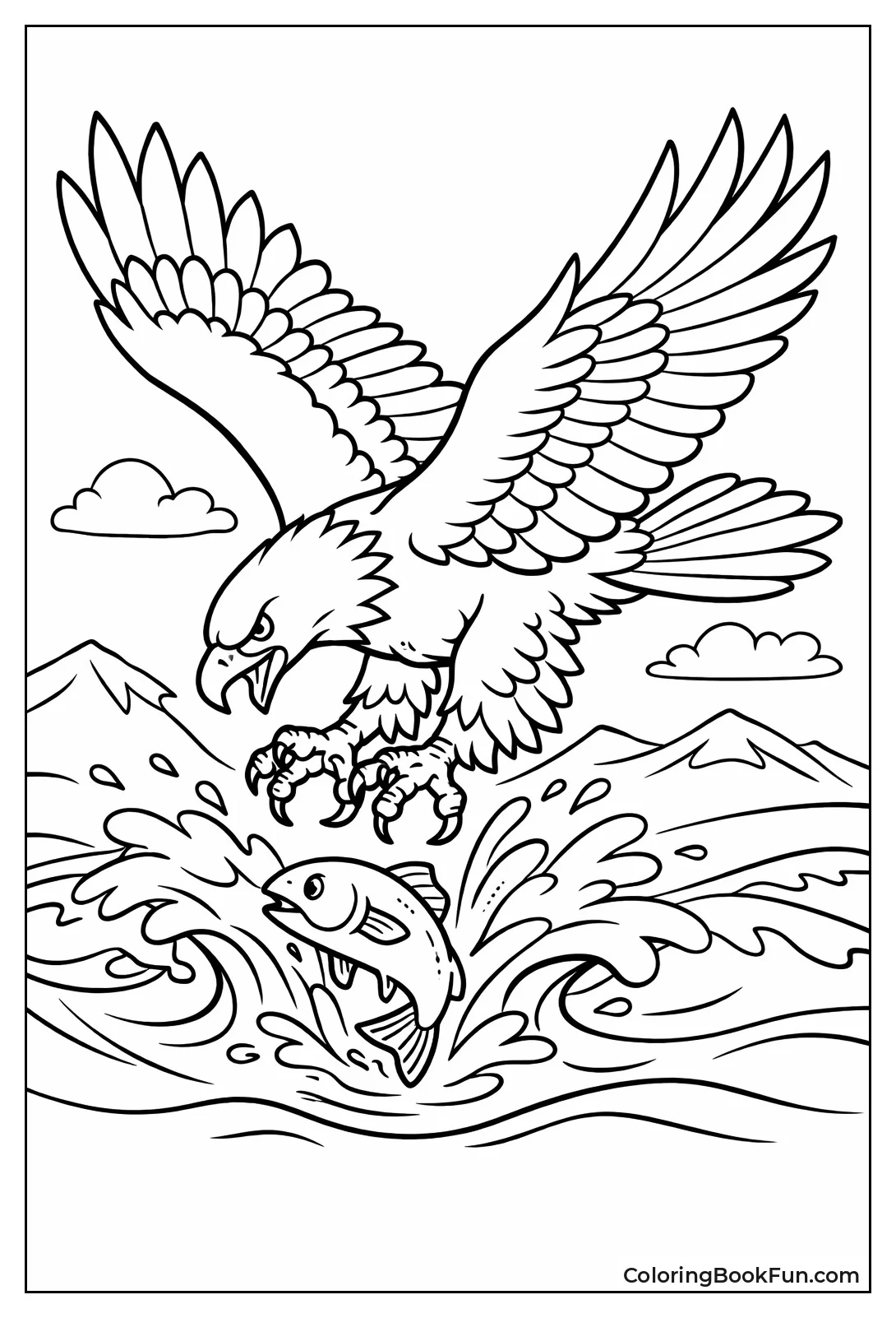 Eagle Dives for Fish