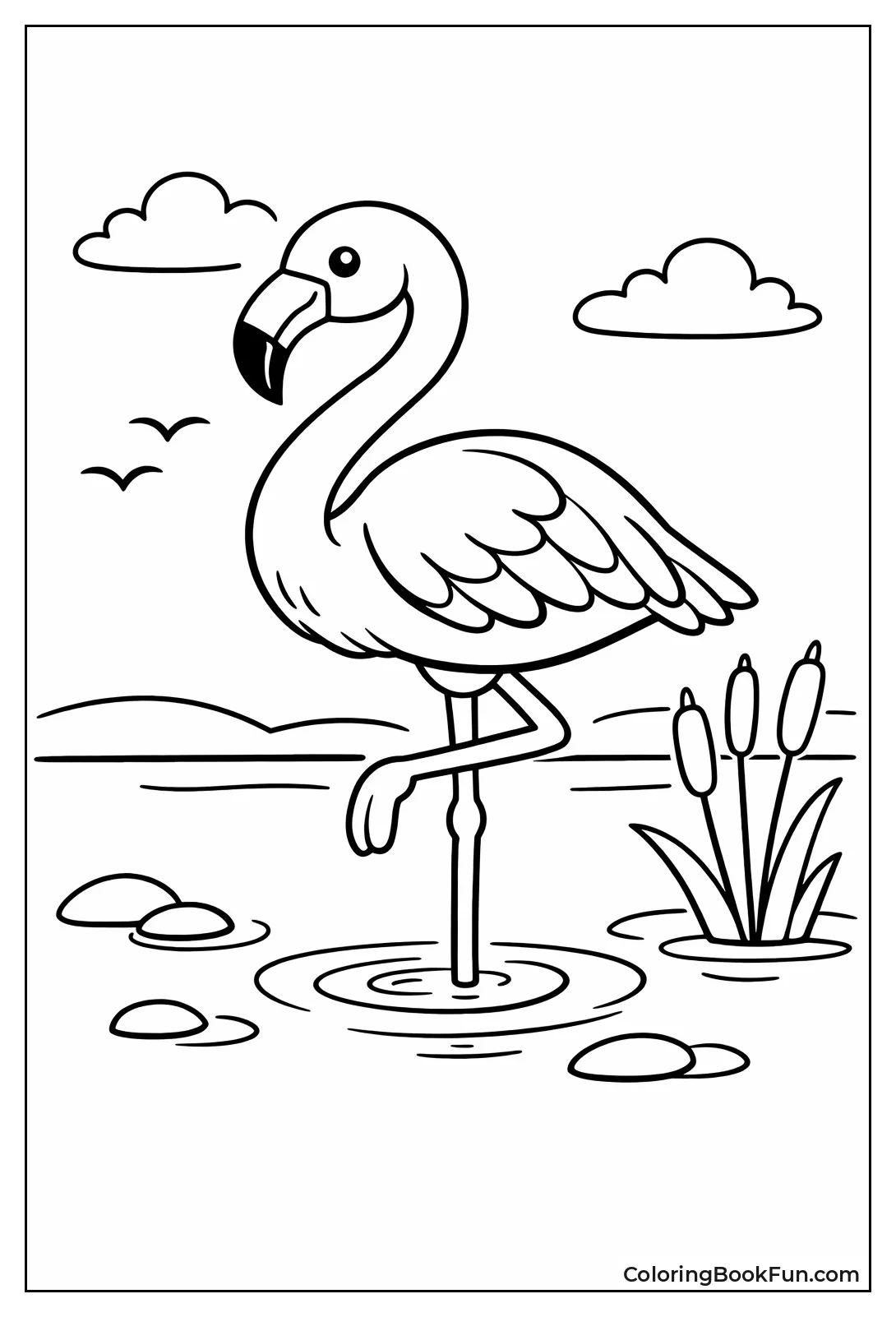 Flamingo Stands on One Leg