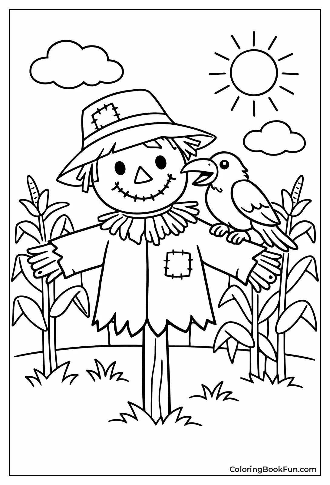 Crow Sits on Scarecrow