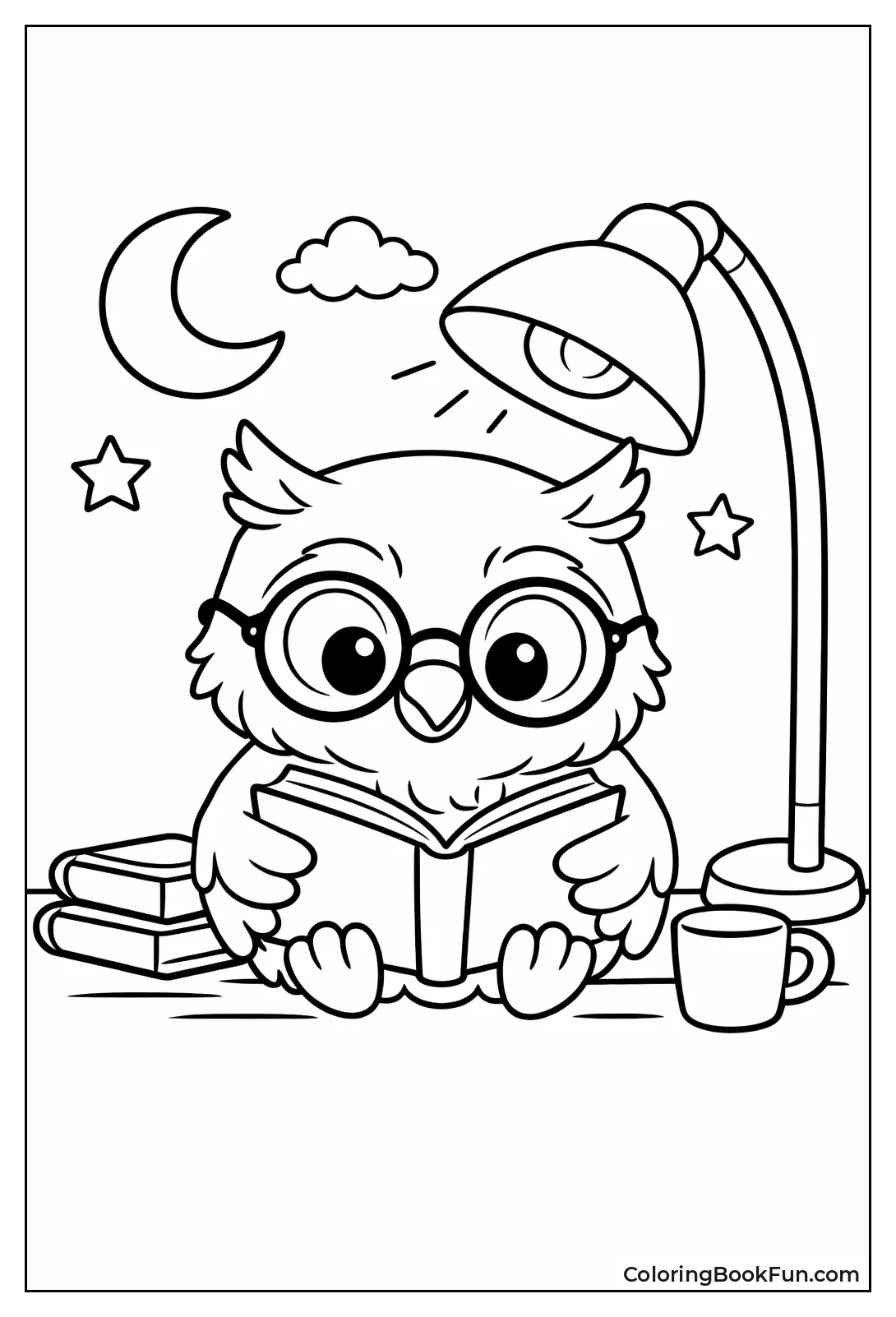 Owl Reads with Glasses