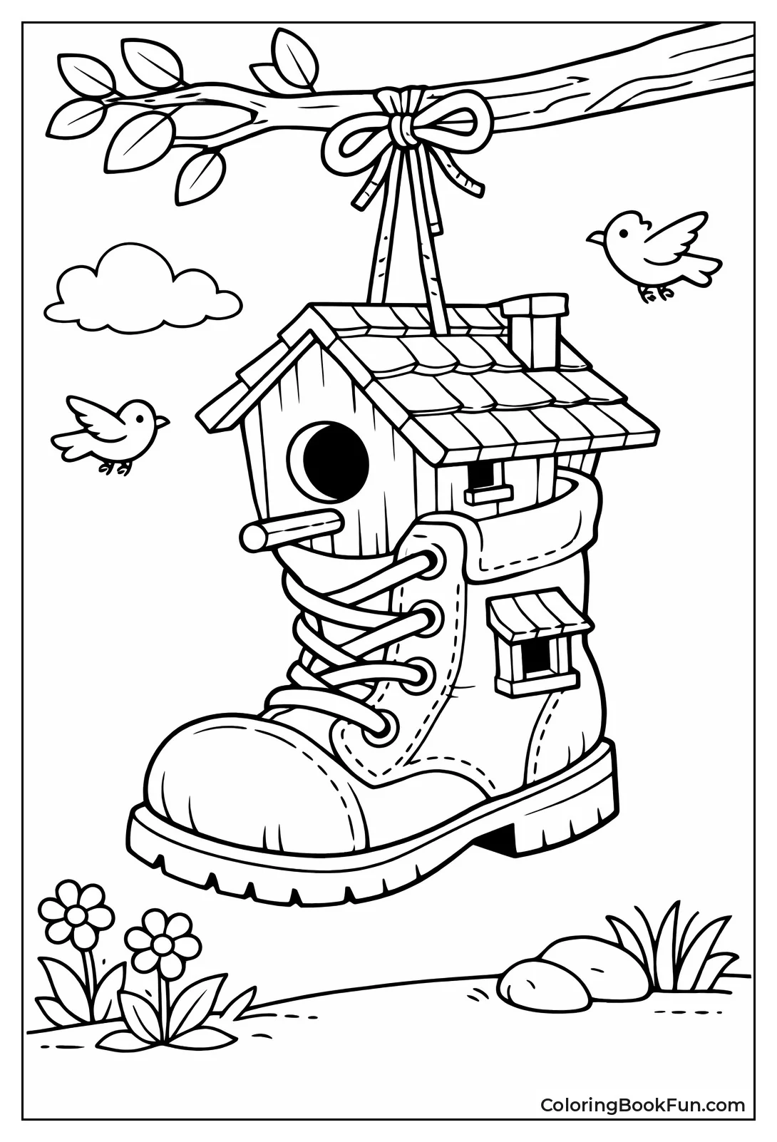 Boot Birdhouse Laces Swing