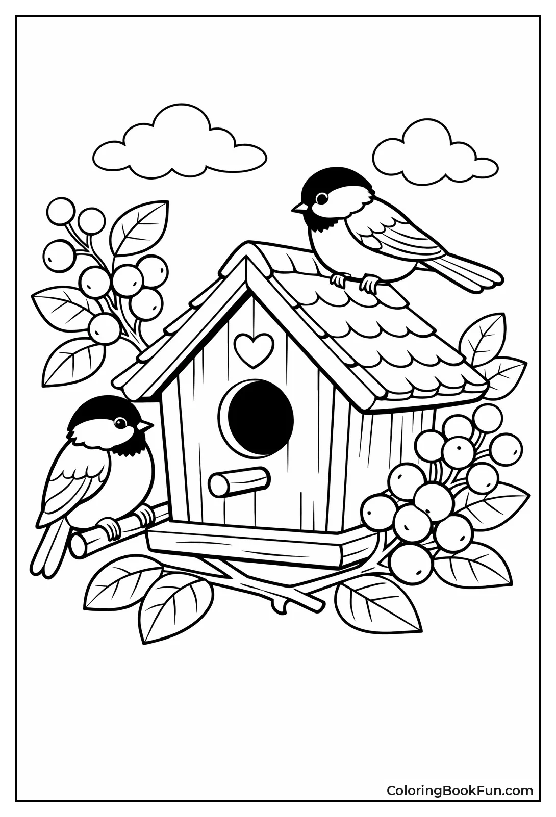 Chickadees Eat Berries Nearby