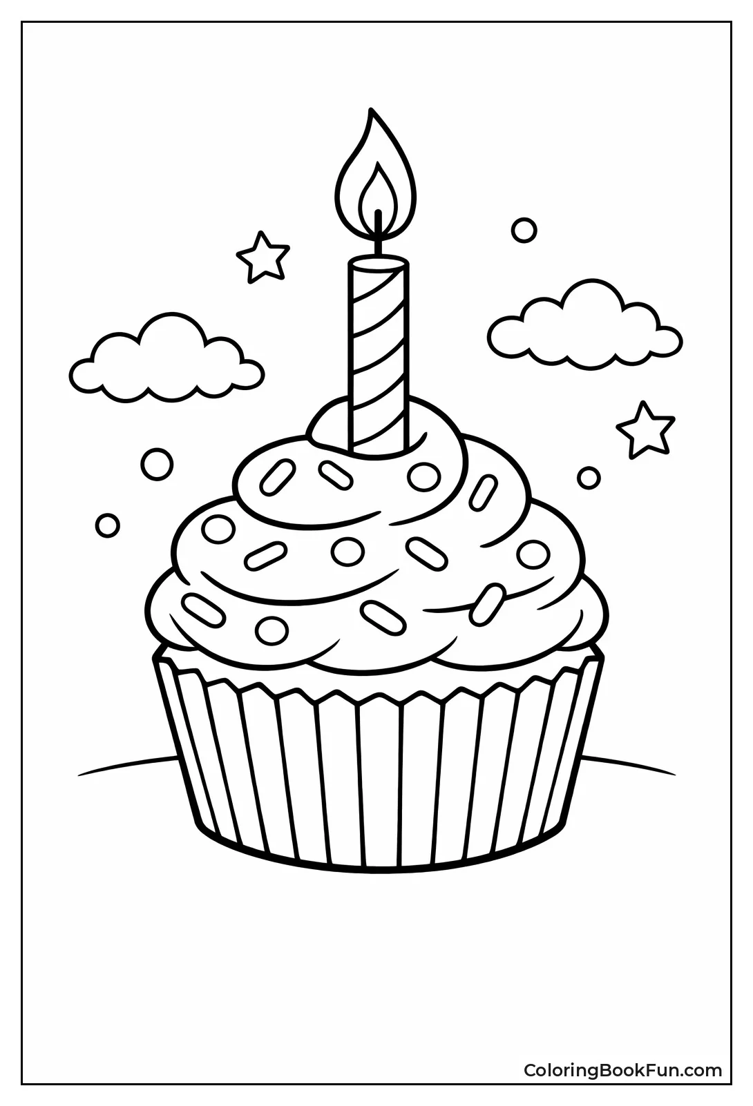 Cupcake Holds Single Birthday Candle