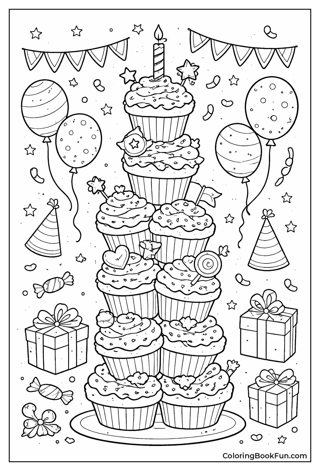 Tower of Frosted Cupcakes