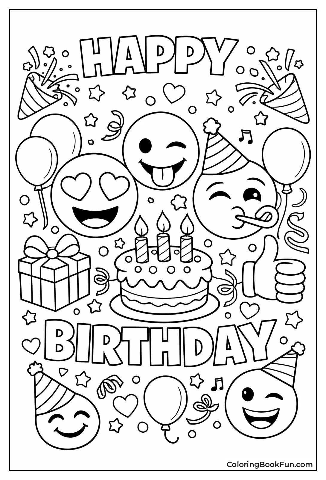 Birthday Cake and Balloons