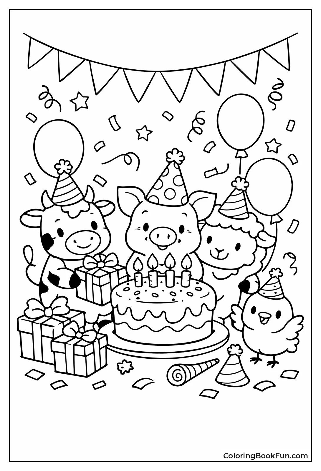 Farm Animals in Party Hats