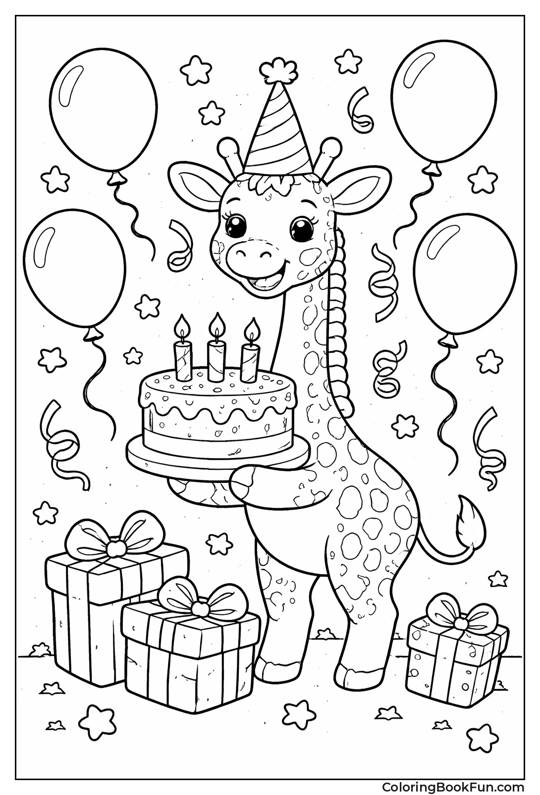 Birthday Giraffe with Party Hat