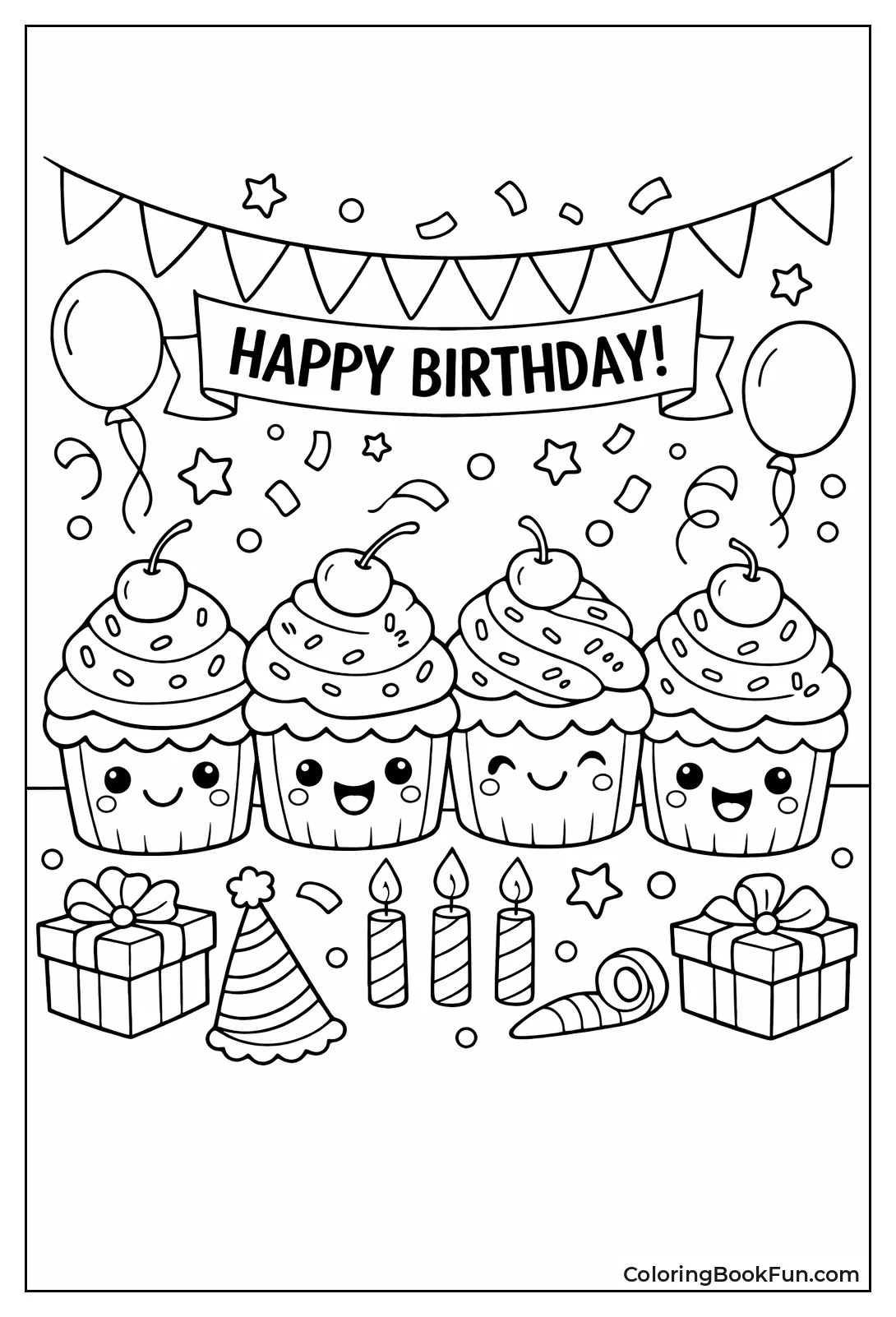 Cute Smiling Kawaii Cupcakes