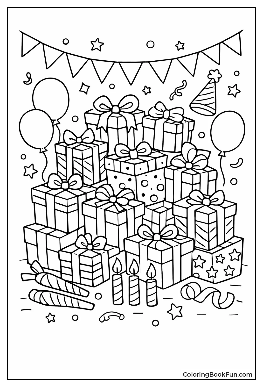 Pile of Wrapped Birthday Gifts