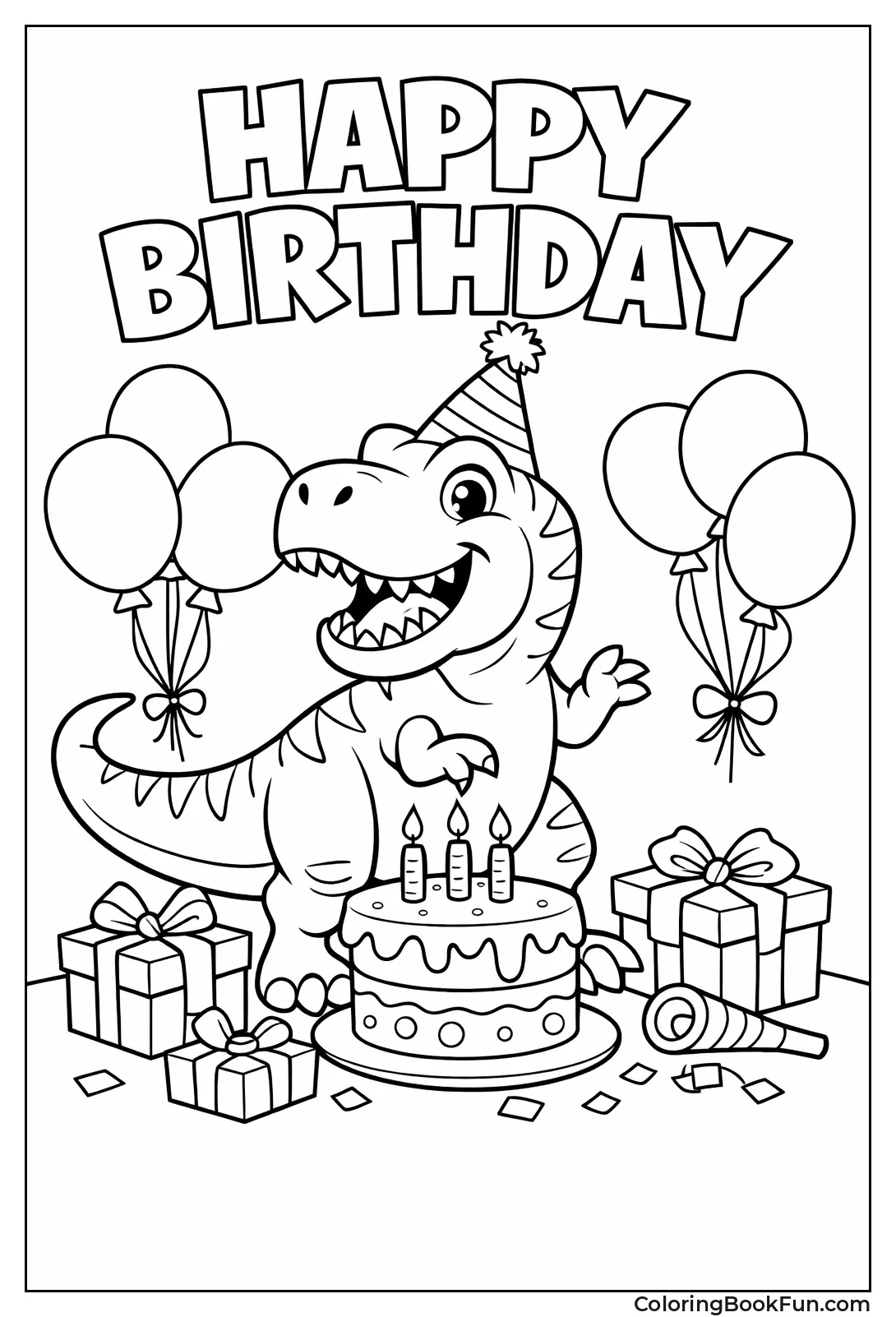 Birthday T-Rex with Cake