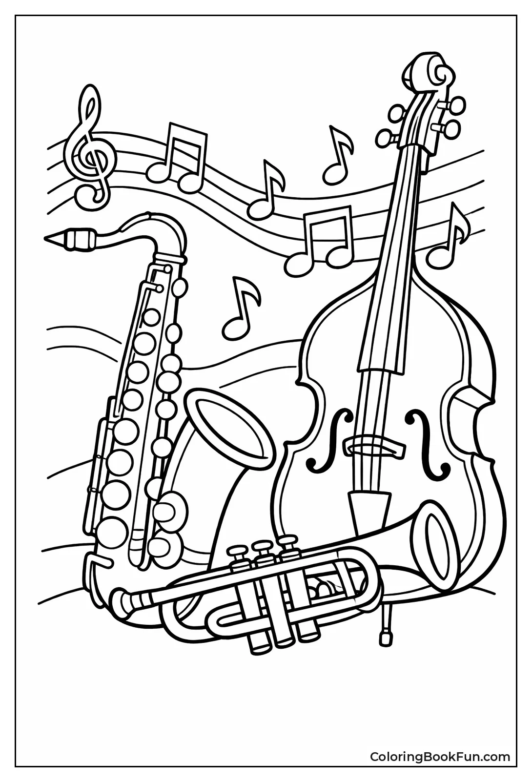 Jazz Instruments with Notes