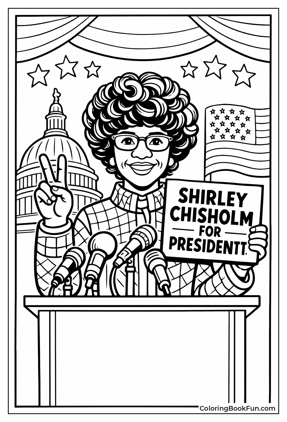 Shirley Chisholm Holds Peace Sign