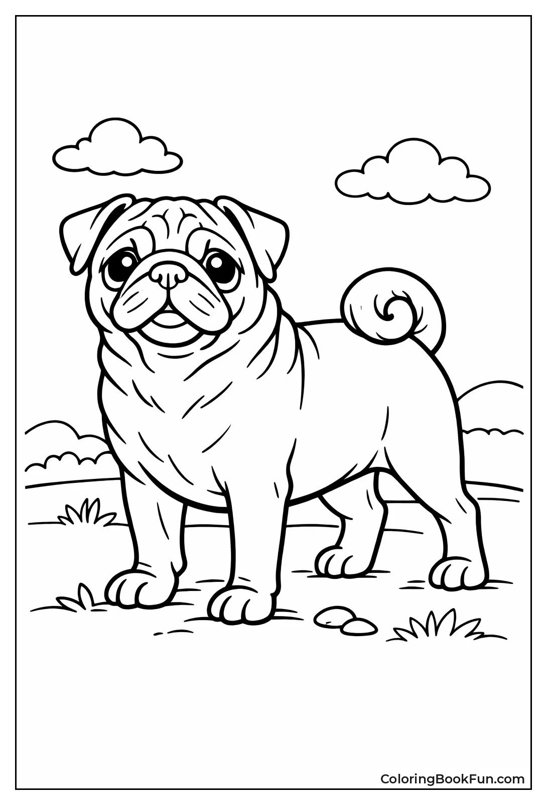 Proud Black Pug Standing