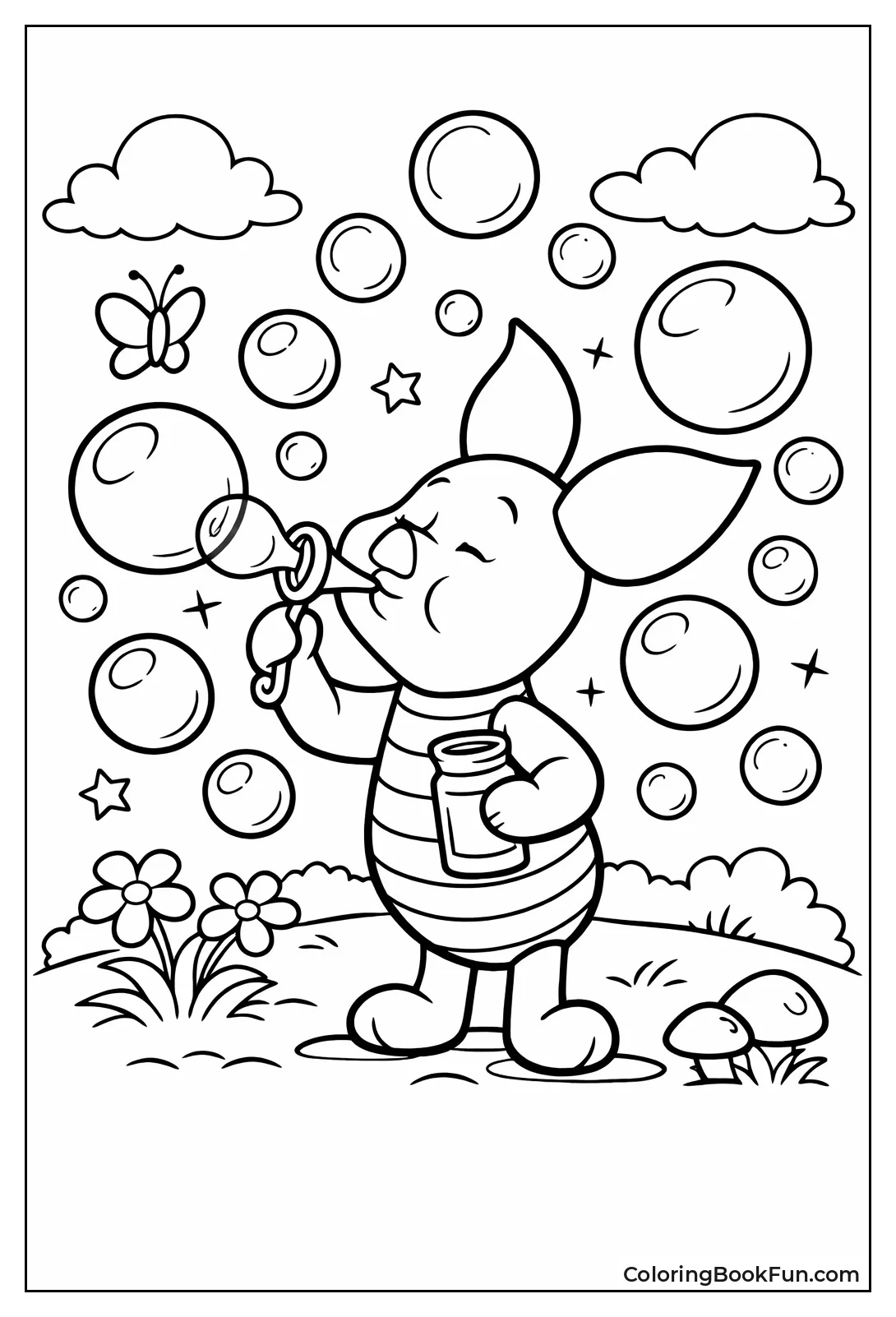 Piglet Blows Floating Bubbles
